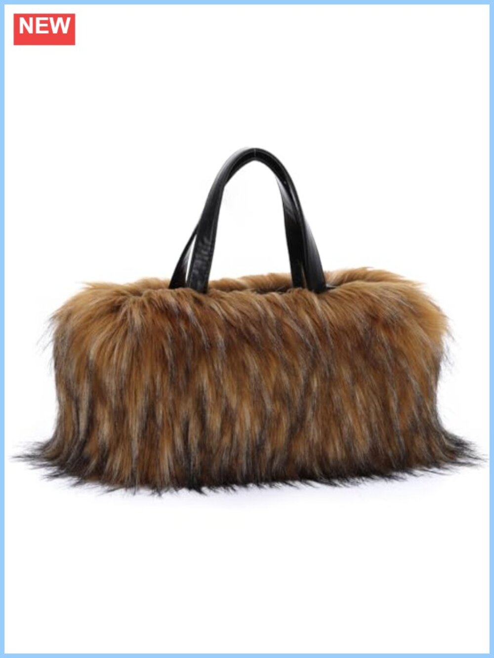Faux Fur Tote Bag Lightweight Y2K Winter Handbag with Zip